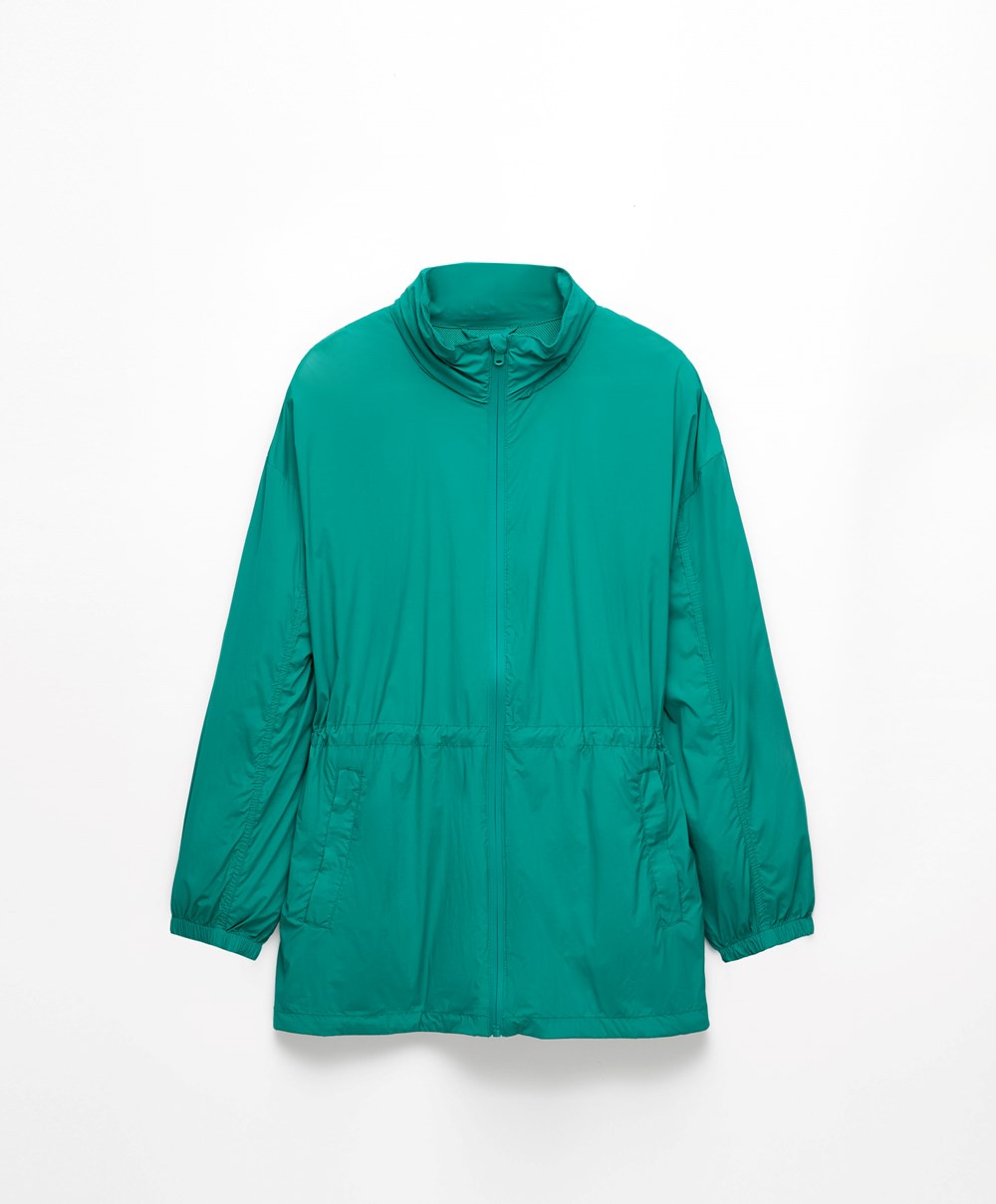 Oysho Vizi-repellent Futó Jacket Washed Emerald | XZJLVD-391