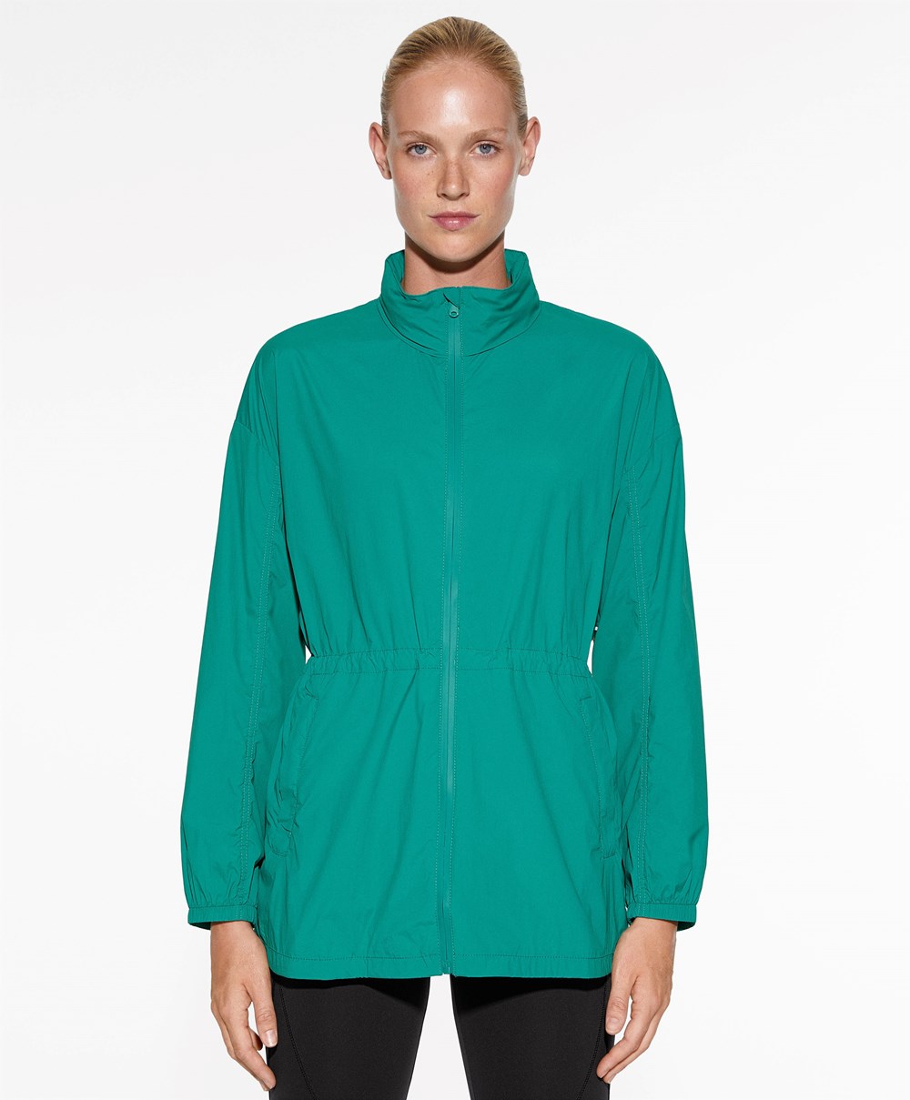 Oysho Vizi-repellent Futó Jacket Washed Emerald | XZJLVD-391