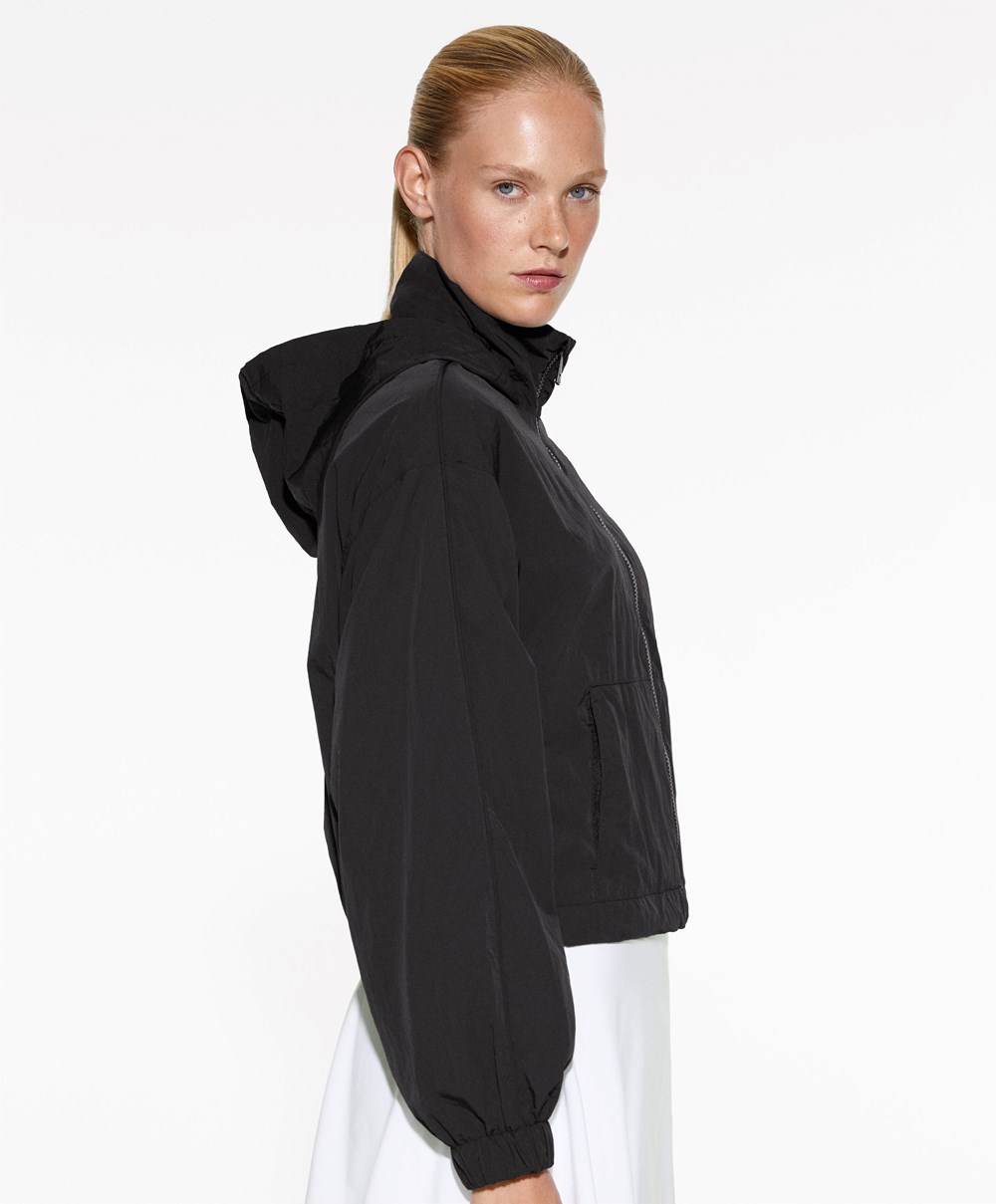 Oysho Vizi-repellent Jacket Fekete | QBLFDC-849