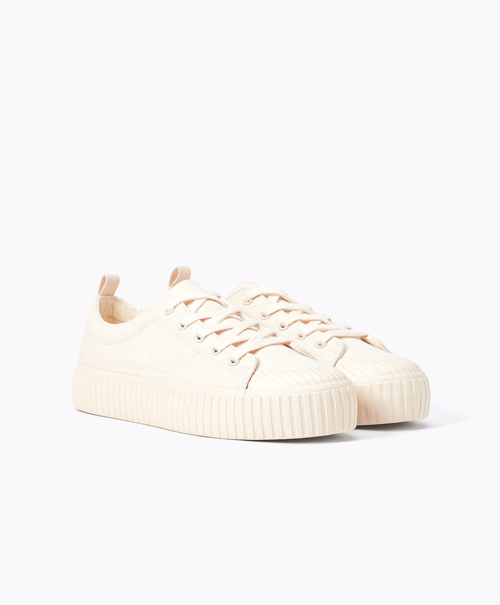 Oysho Vászon Sneakers Ecru | JDEMSP-286