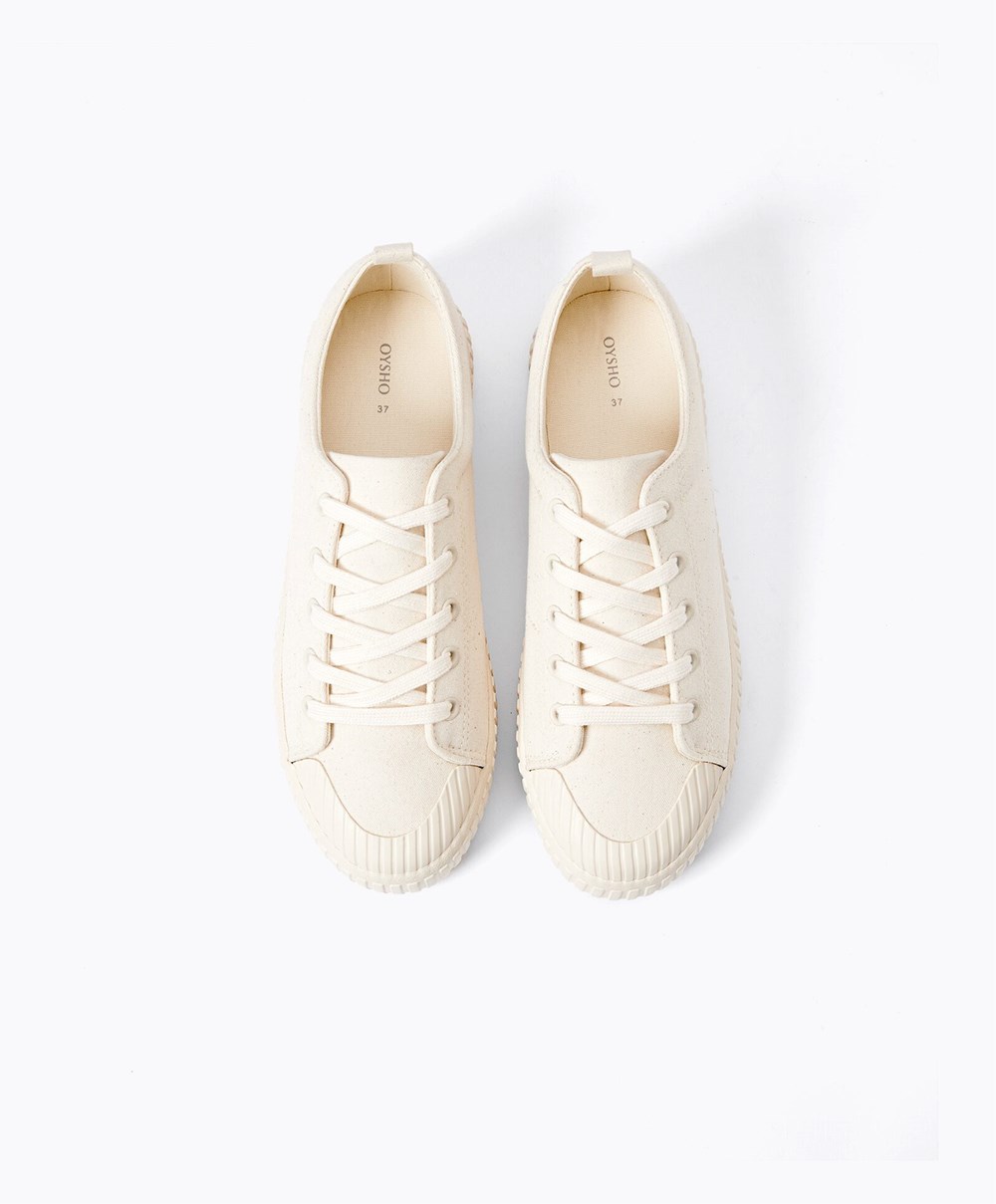 Oysho Vászon Sneakers Ecru | JDEMSP-286