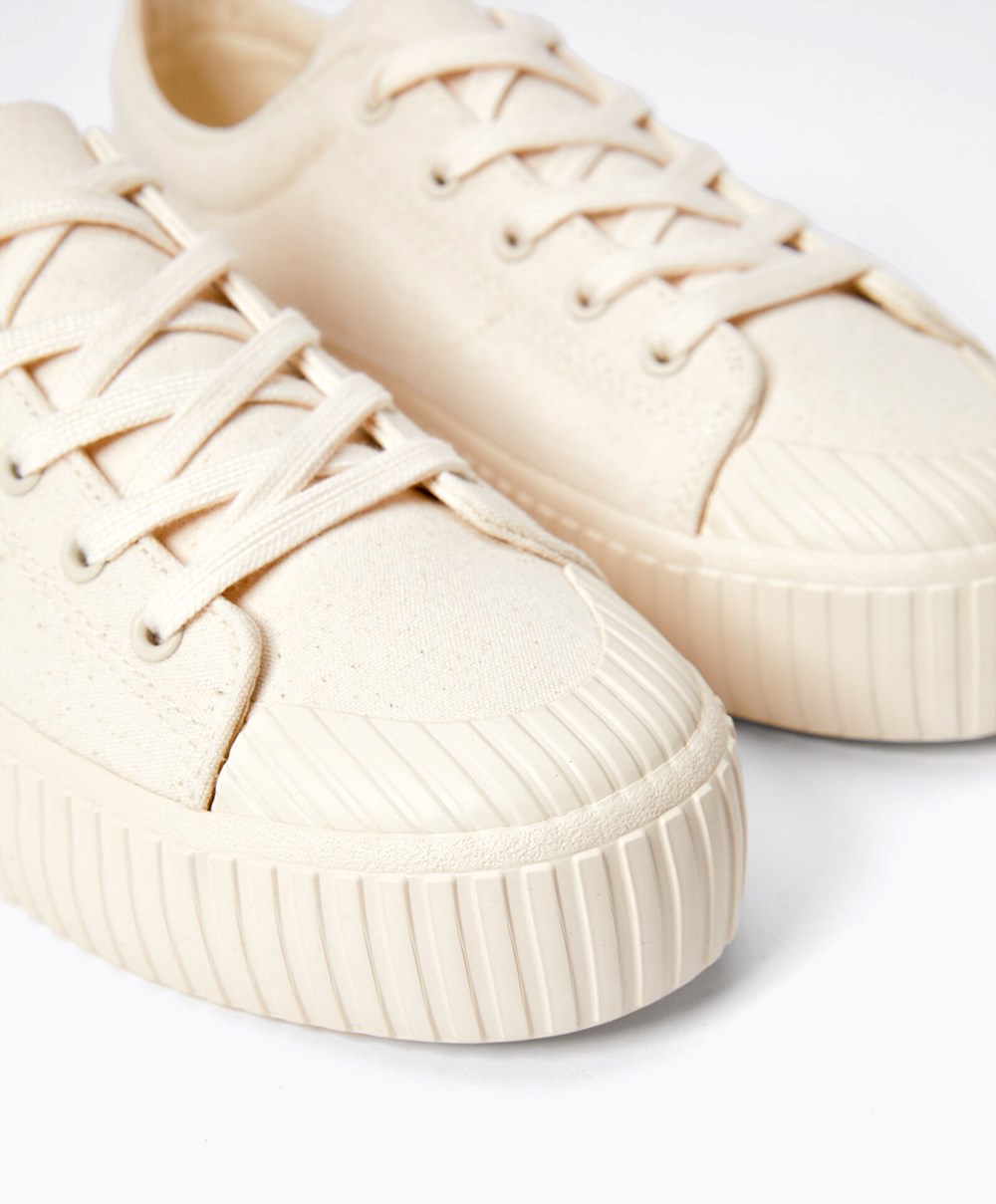 Oysho Vászon Sneakers Ecru | JDEMSP-286