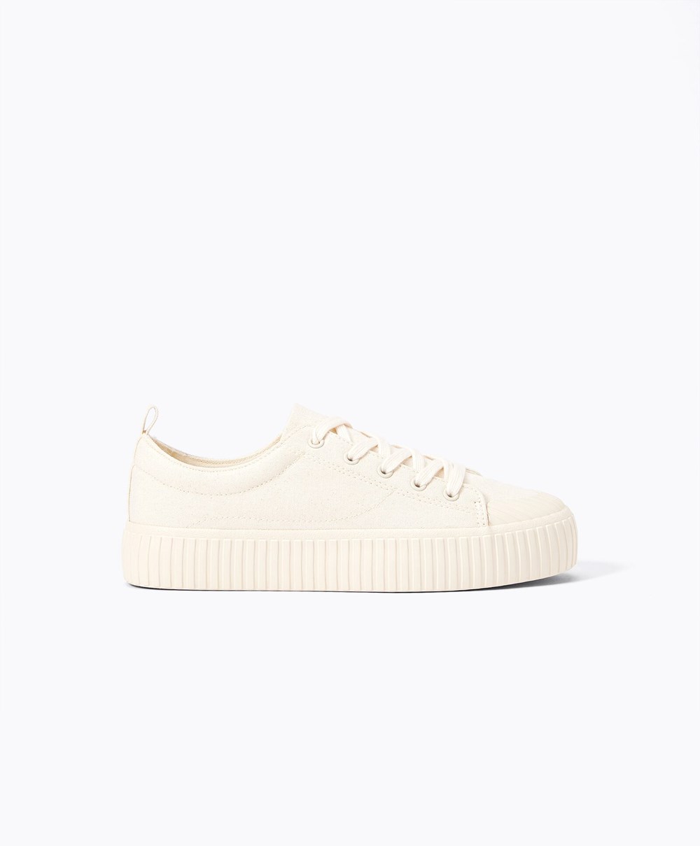 Oysho Vászon Sneakers Ecru | JDEMSP-286