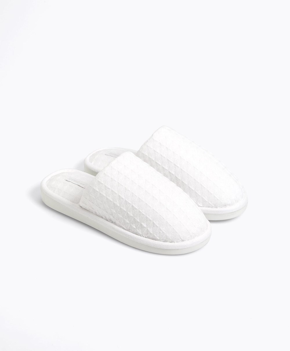 Oysho Waffle Slippers Fehér | FSGQNP-791