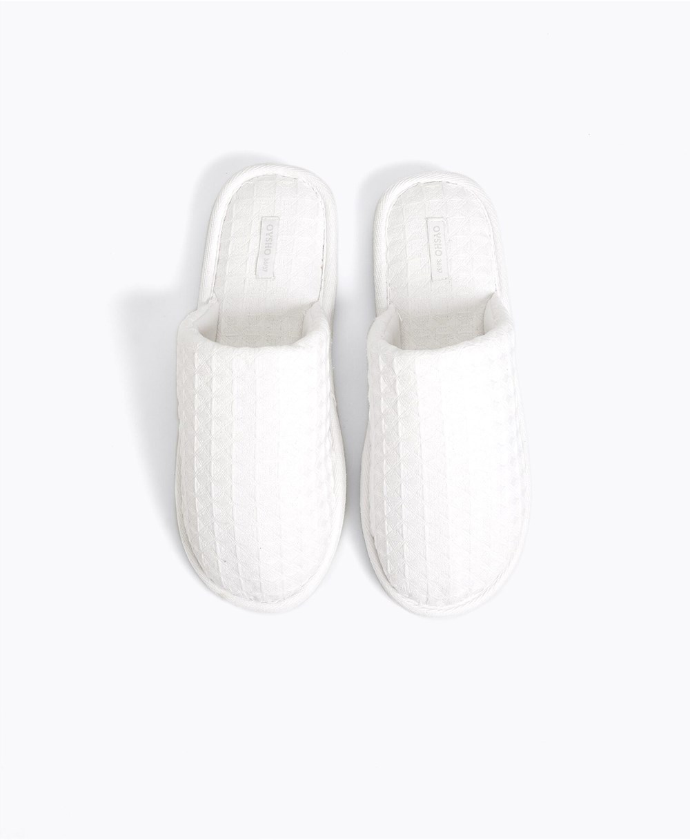 Oysho Waffle Slippers Fehér | FSGQNP-791