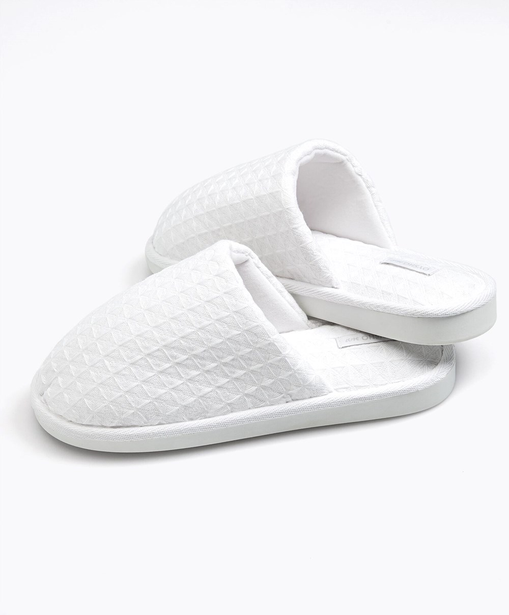 Oysho Waffle Slippers Fehér | FSGQNP-791