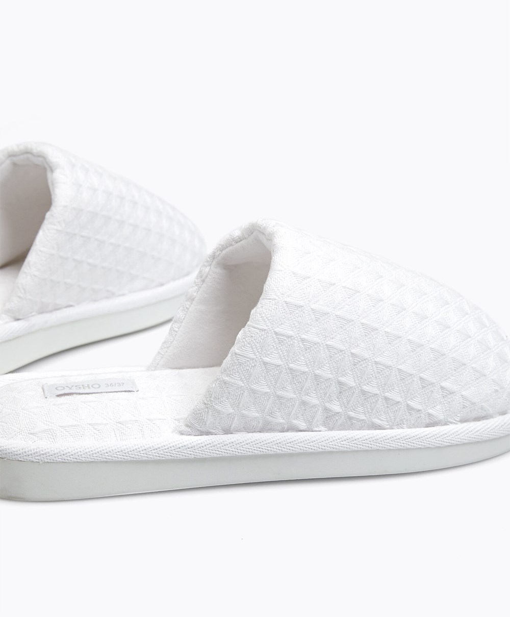 Oysho Waffle Slippers Fehér | FSGQNP-791