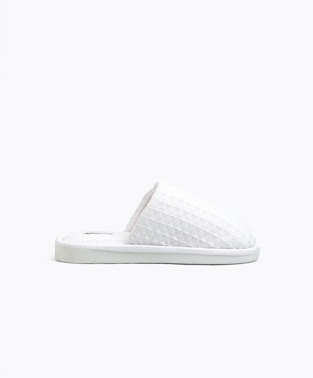 Oysho Waffle Slippers Fehér | FSGQNP-791