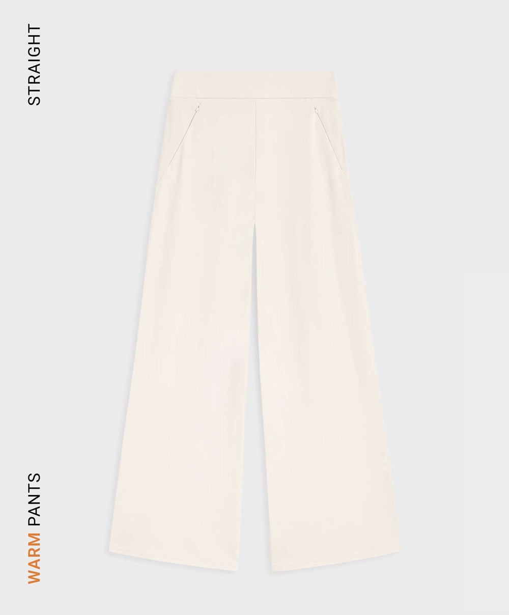 Oysho Warm Egyenes Trousers Sand | HKGYJR-572