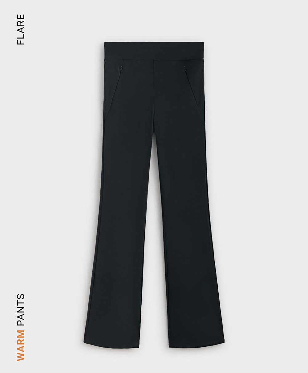 Oysho Warm Flare Trousers Fekete | STMERJ-482