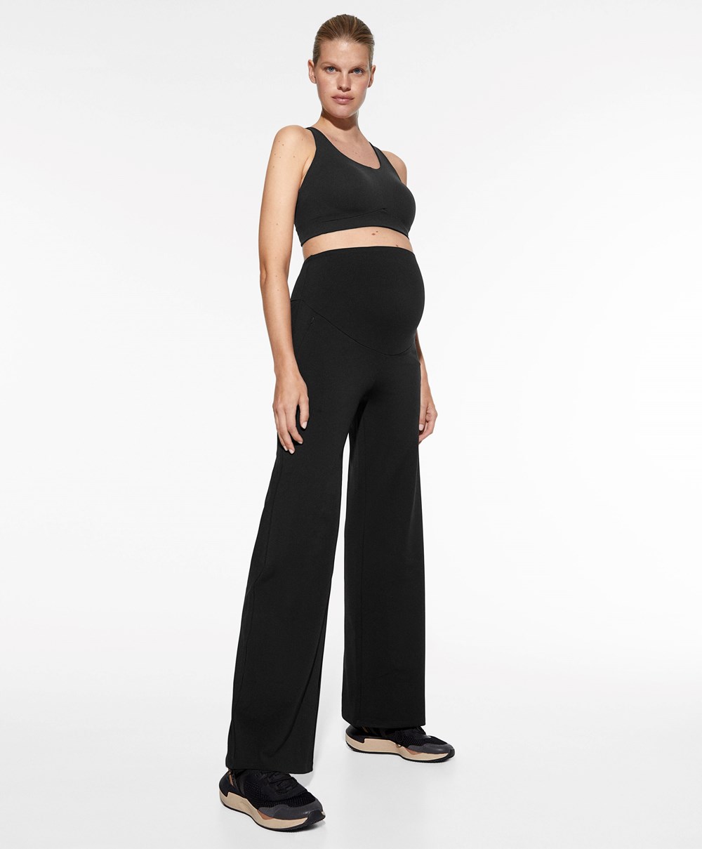 Oysho Warm Maternity Egyenes-leg Trousers Fekete | UITXAD-702