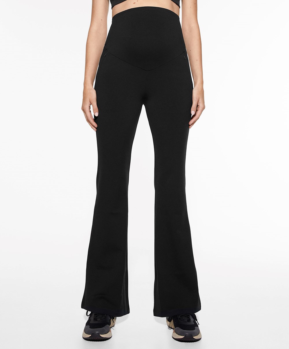 Oysho Warm Maternity Flare Trousers Fekete | LKNWTR-013