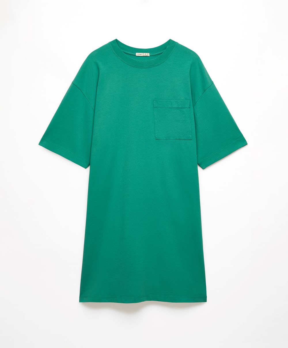 Oysho Washed 100% Pamut Long T-shirt Zöld | CRZELO-738