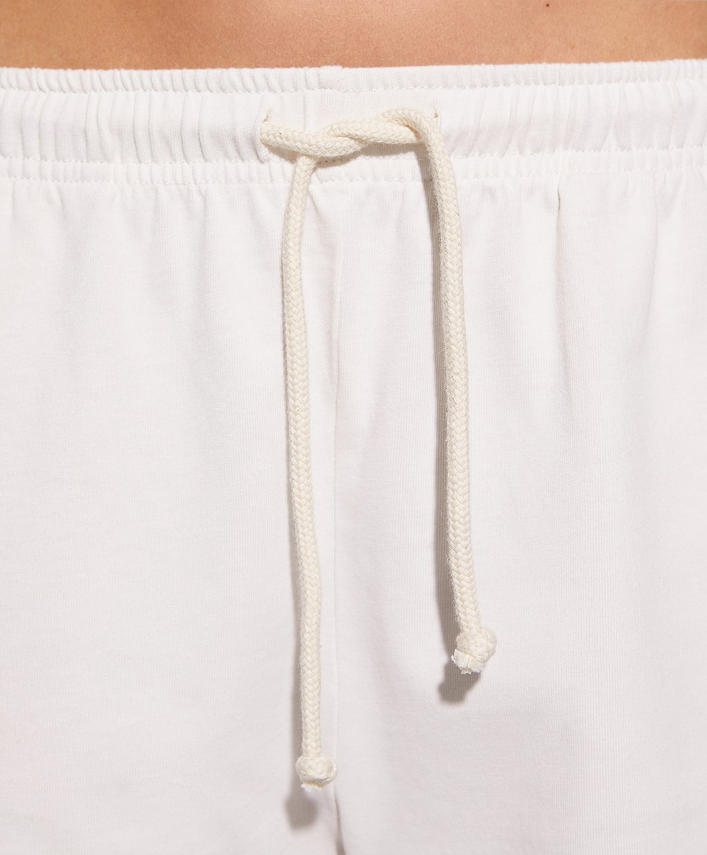 Oysho Washed 100% Pamut Shorts Cream-white | FNUXHZ-647