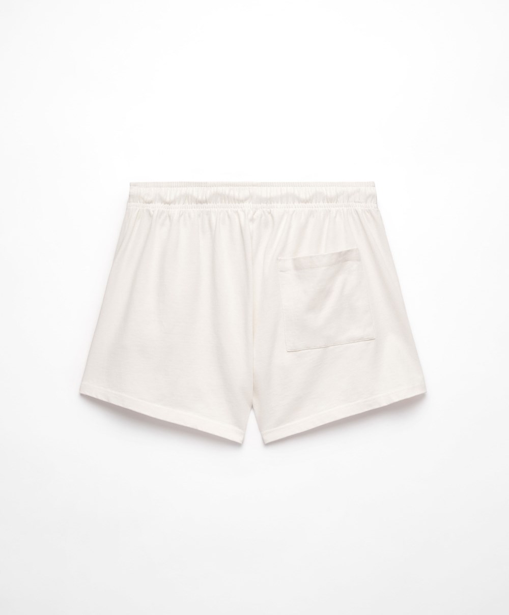 Oysho Washed 100% Pamut Shorts Cream-white | FNUXHZ-647