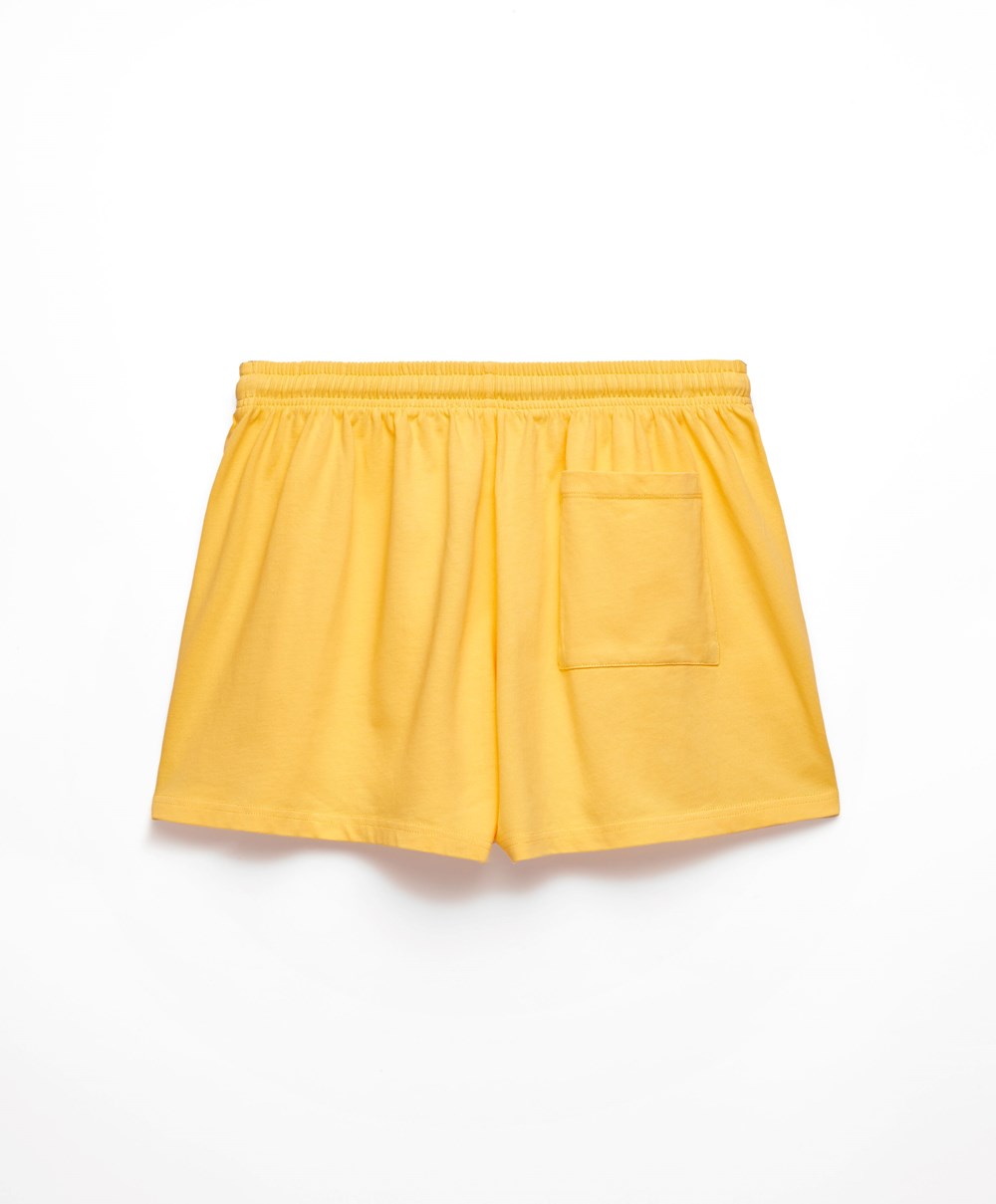 Oysho Washed 100% Pamut Shorts Mid-yellow | RHNUCS-645