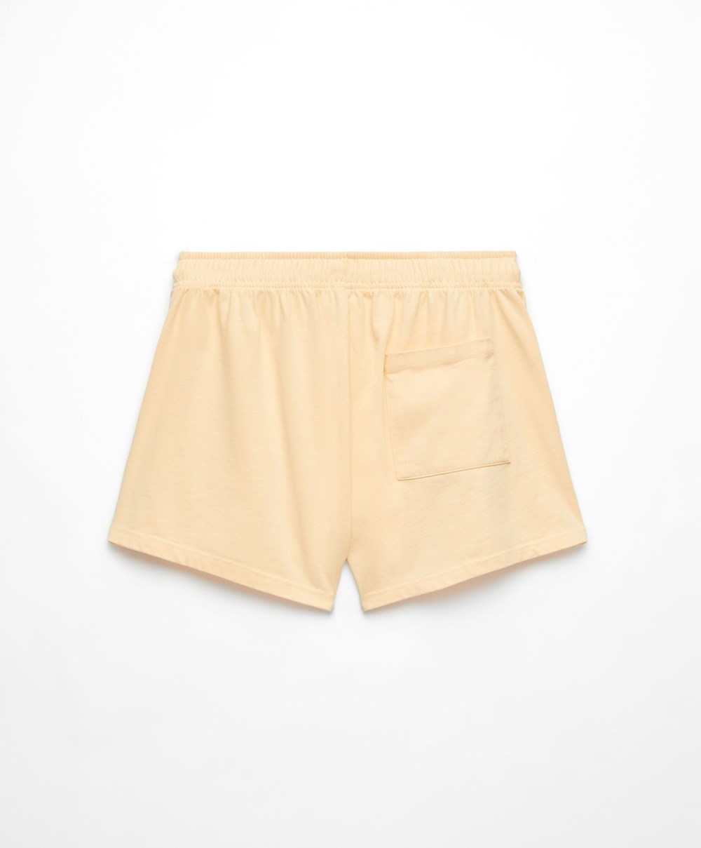 Oysho Washed 100% Pamut Shorts Sárga | UJRTZV-930