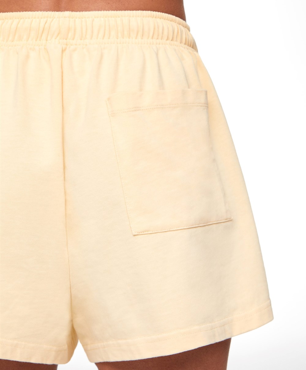 Oysho Washed 100% Pamut Shorts Sárga | YLOWZQ-038