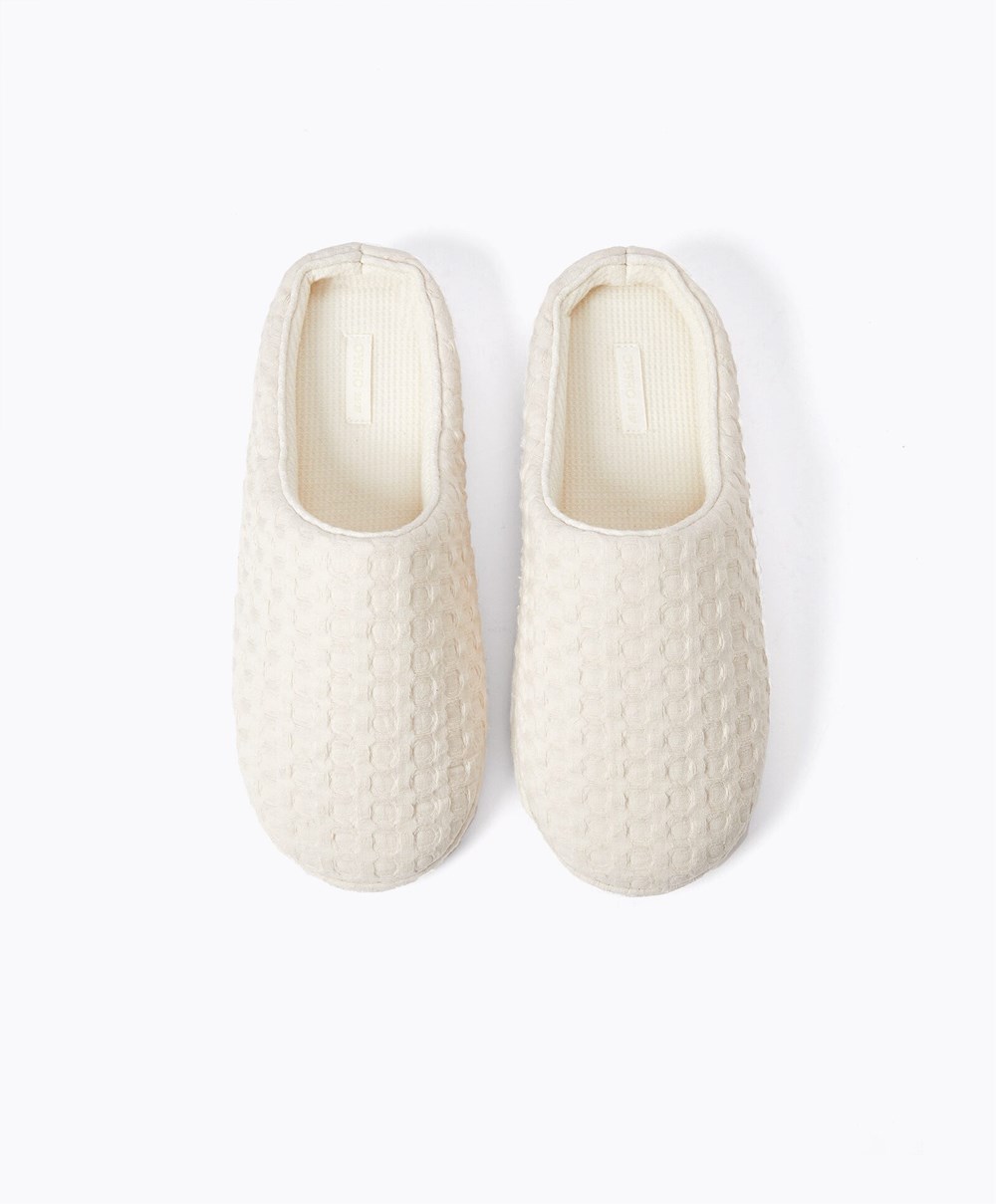 Oysho Weave Mules Ecru | XDOKEP-971