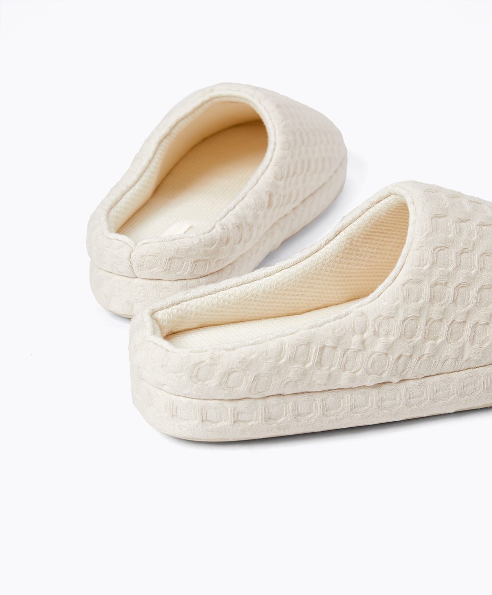 Oysho Weave Mules Ecru | XDOKEP-971