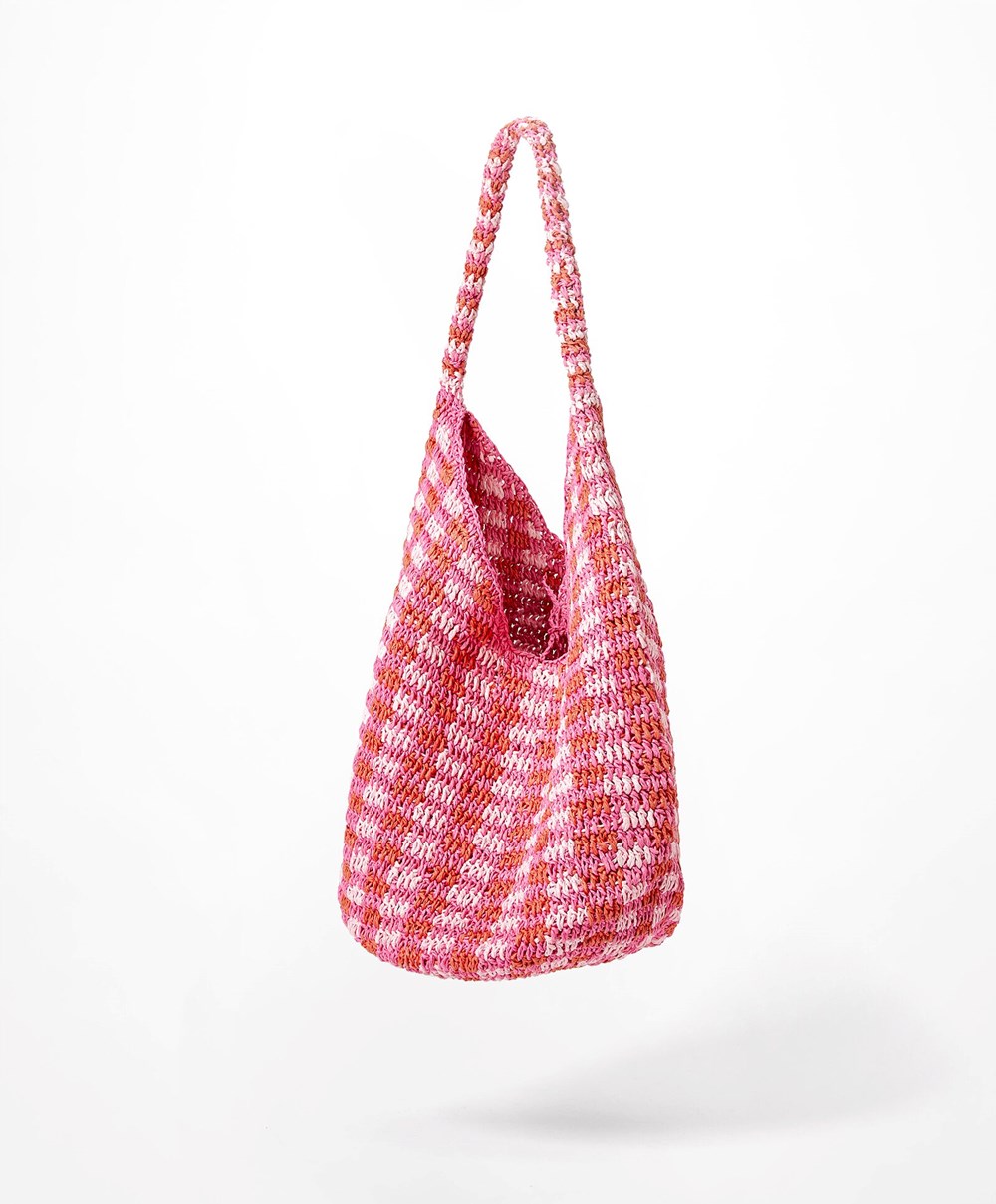 Oysho Woven Hobo Bag Fukszia | CYMKPR-652