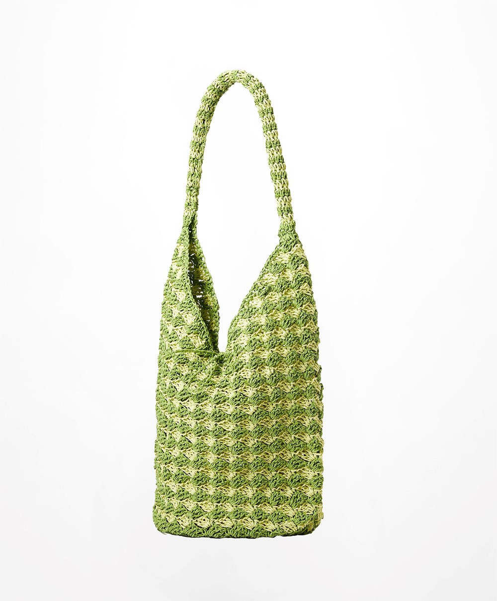 Oysho Woven Hobo Bag Zöld | ZJMUGO-294