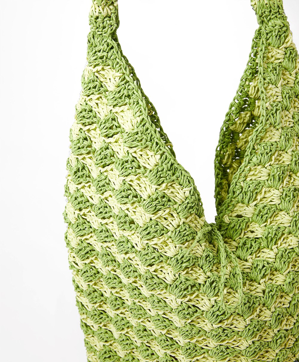 Oysho Woven Hobo Bag Zöld | ZJMUGO-294