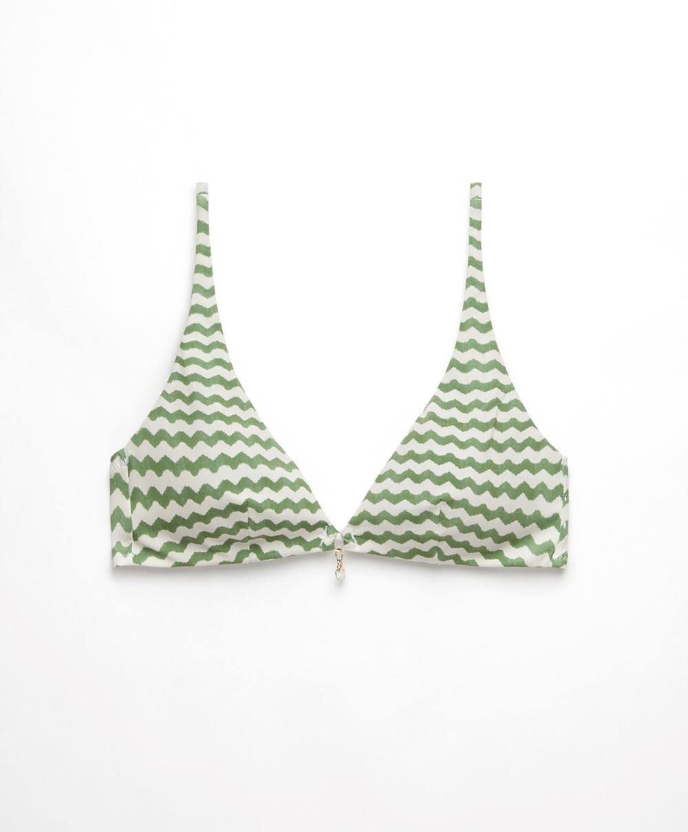 Oysho Zigzag Halter Bikini Top Zöld | NYVEKL-785