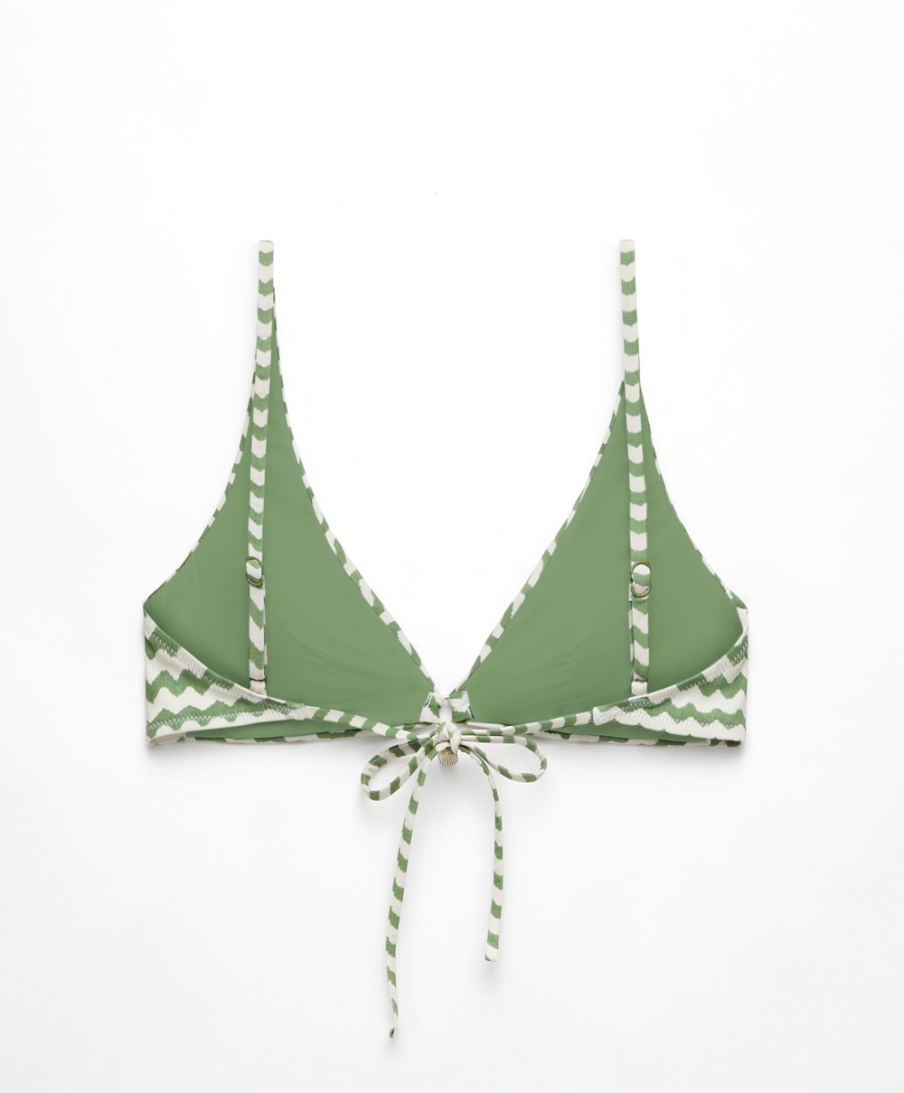 Oysho Zigzag Halter Bikini Top Zöld | NYVEKL-785