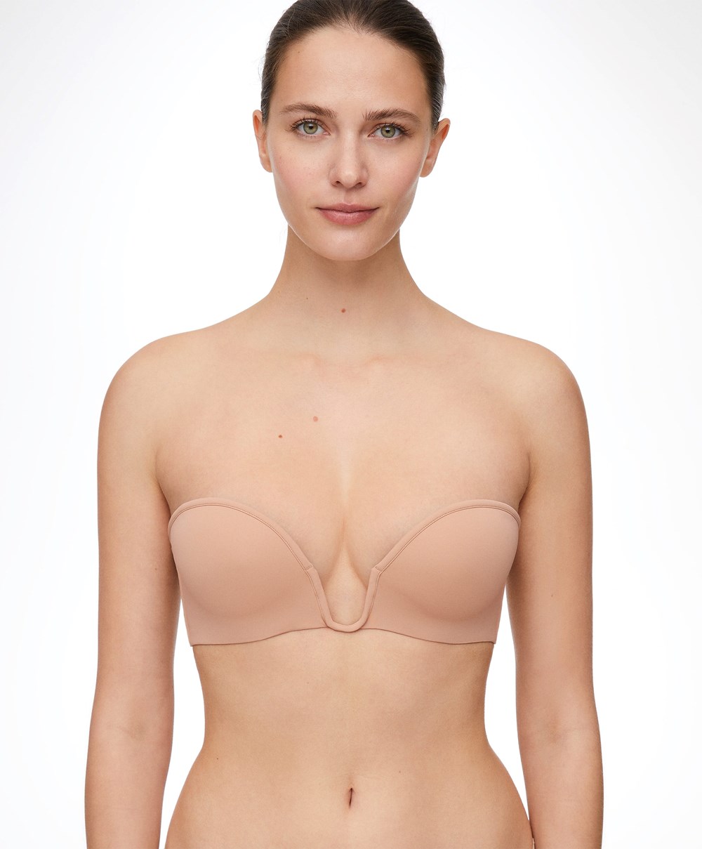 Oysho “u”-neck Removable Straps Bra Bézs | HARIKF-941