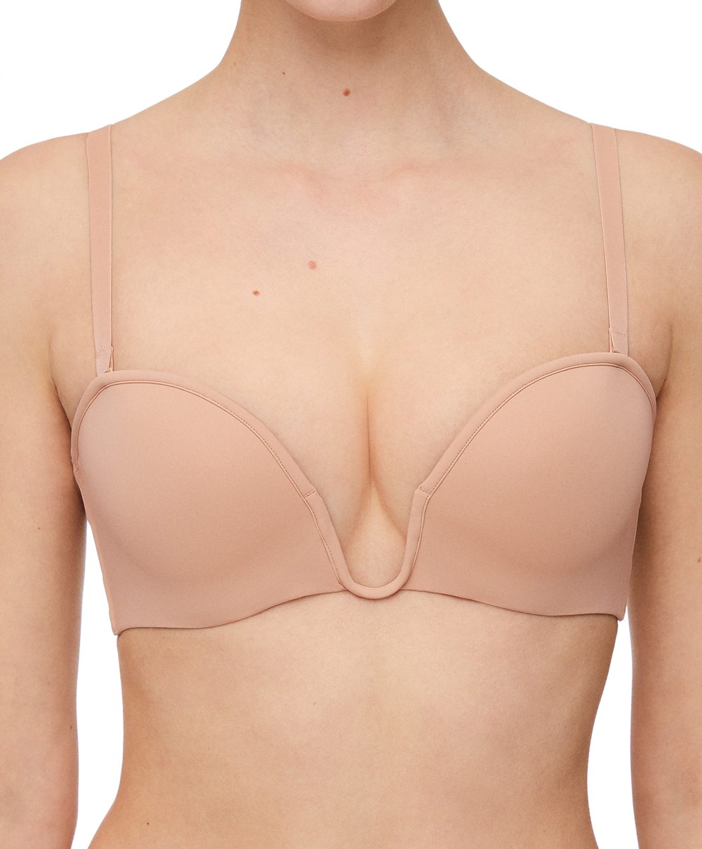 Oysho “u”-neck Removable Straps Bra Bézs | HARIKF-941