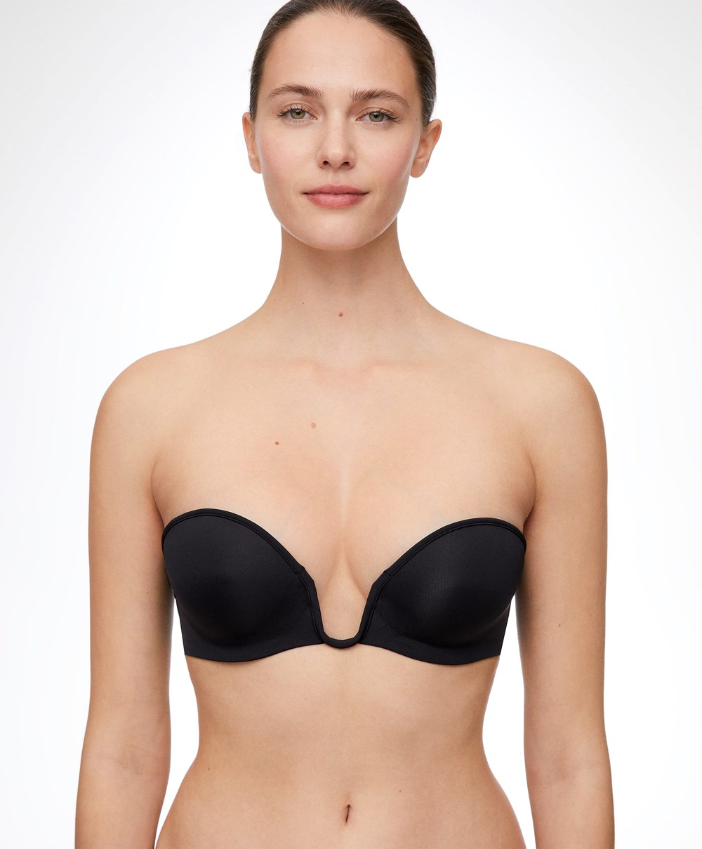 Oysho “u”-neck Removable Straps Bra Fekete | CVQTRW-857