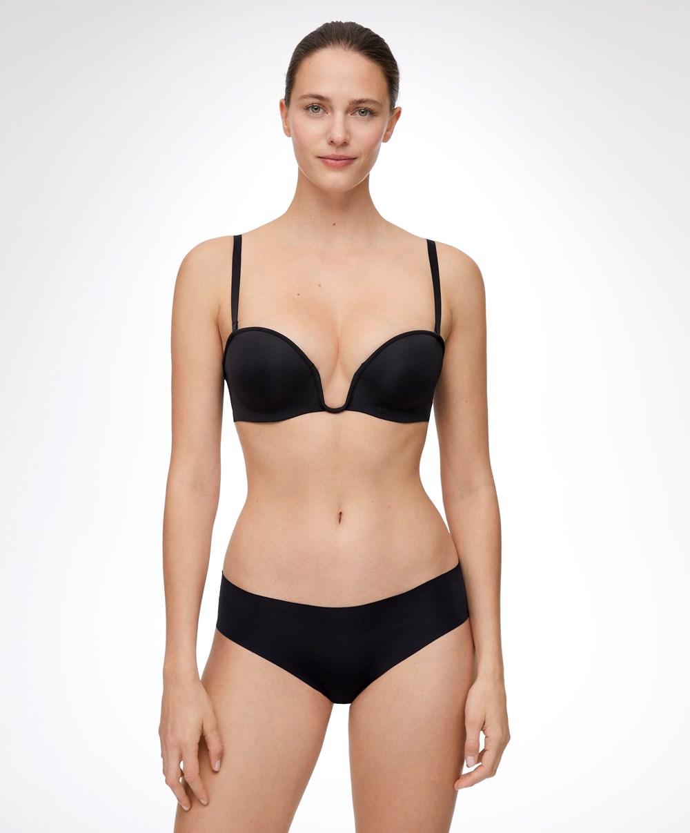 Oysho “u”-neck Removable Straps Bra Fekete | CVQTRW-857