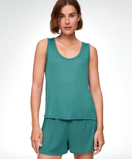 Oysho 100% Lyocell Vest Top Sötétzöld | YPRNTD-125