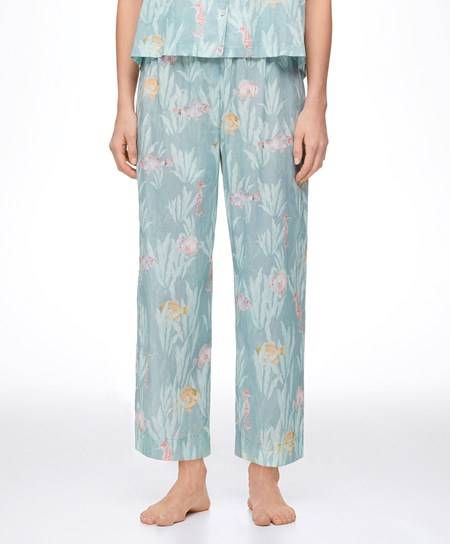 Oysho 100% Pamut Fish Trousers Türkiz | MUWNLQ-723