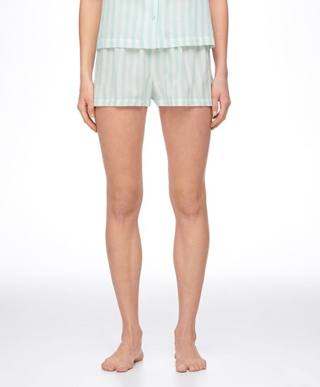 Oysho 100% Pamut Stripe Shorts Zöld | BAHYJT-953