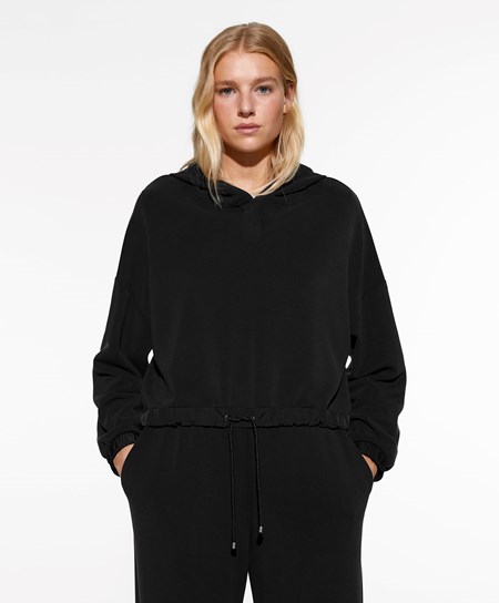 Oysho Adjustable Modal Sweatshirt Fekete | SMTVIH-905