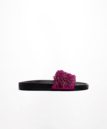 Oysho Appliqué Slides Lila | LTGVRE-879