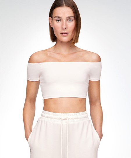 Oysho Comfortlux Off-the-shoulder Top With Cups Cream-white | IDVOAW-849