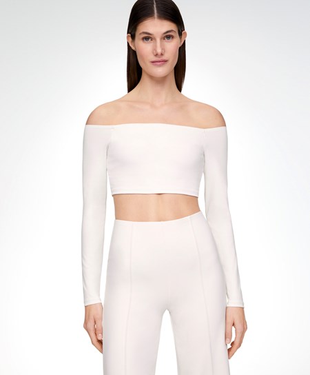 Oysho Comfortlux Off-the-shoulder Top With Cups Cream-white | YWOUZQ-613