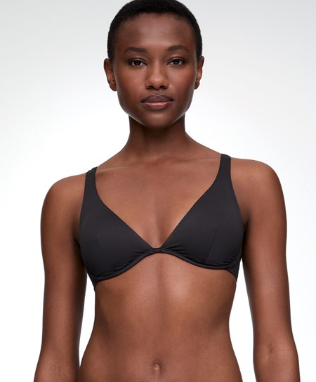 Oysho Continuous Underwire Halter Neck Bikini Top Fekete | HMLTER-436