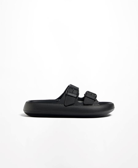 Oysho Csatos Moulded Beachwear Platforms Fekete | AWZFVU-329