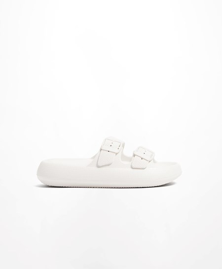 Oysho Csatos Moulded Beachwear Platforms Fehér | SVCPBM-725