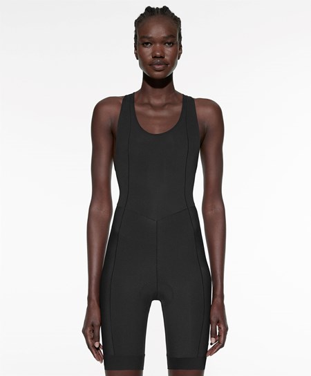 Oysho Cycling Rövid One-piece With Straps Fekete | NWOZHC-857