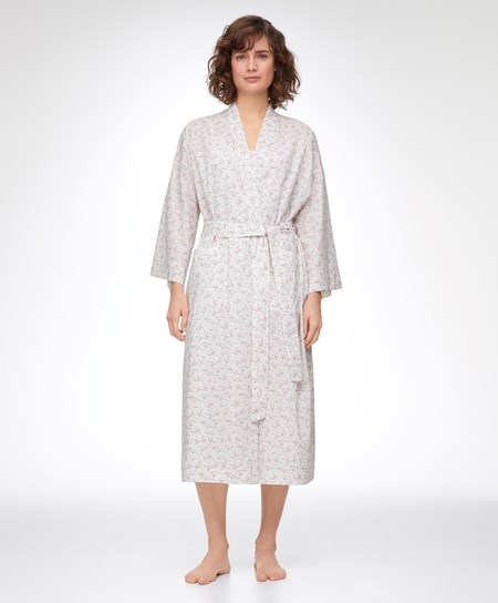 Oysho Floral Print 100% Pamut Dressing Gown Mid-rosette | DPEWOM-578