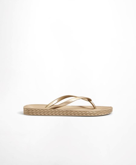 Oysho Gold Textured Beach Sandals Arany | BULJRQ-870