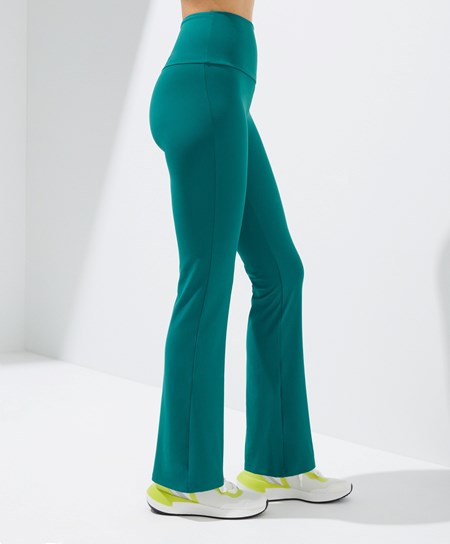 Oysho High-rise Comfortlux Flare Trousers Zöld | KIZEXN-094