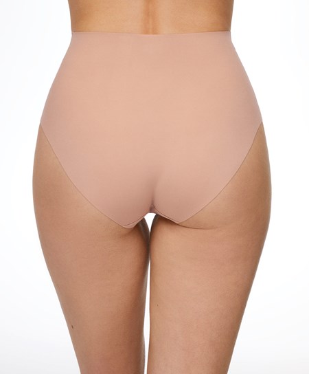 Oysho High-waisted Invisible Laser-cut Briefs Bézs | WEVRPQ-534