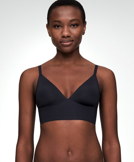 Oysho Invisible Laser-cut Triangle Bra Top With Low Back Fekete | VIJLFT-431