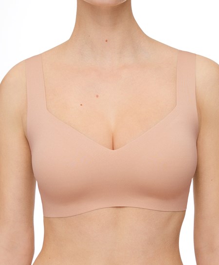 Oysho Invisible Laser-cut V-neck Bra Bézs | FCEJLM-602